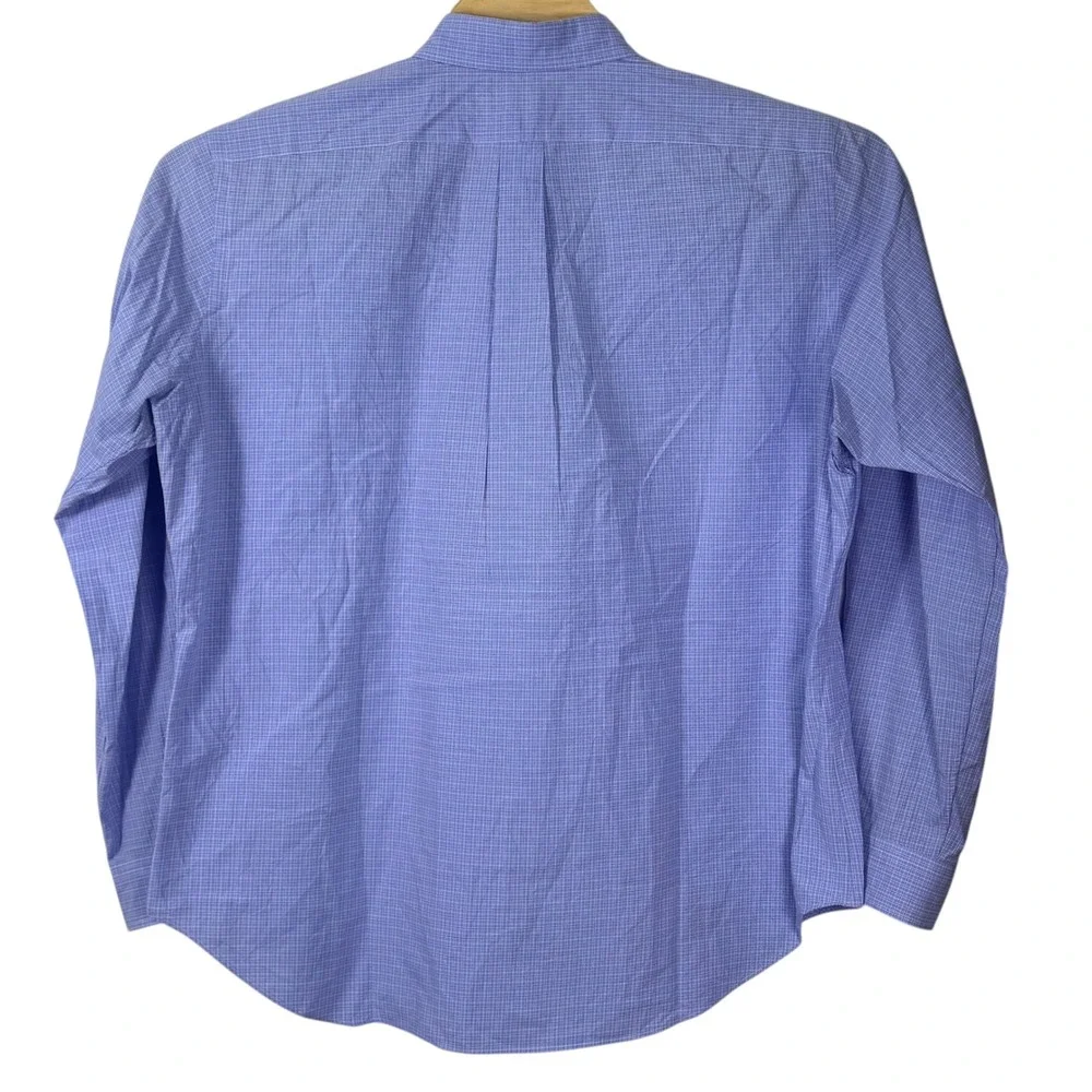 Ralph Lauren Button Down‎ Shirt Men XL Blue Micro Check Classic Fit Pony Preppy
